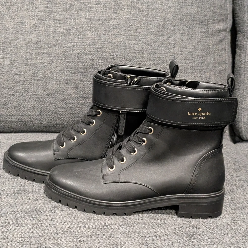 Kate Spade Black Leather Ankle Boots